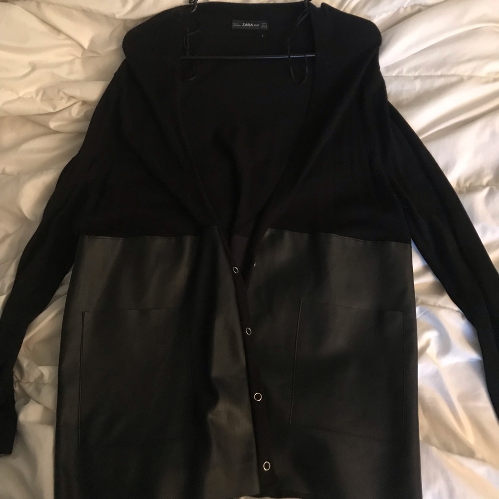 Zara faux leather cardigan
